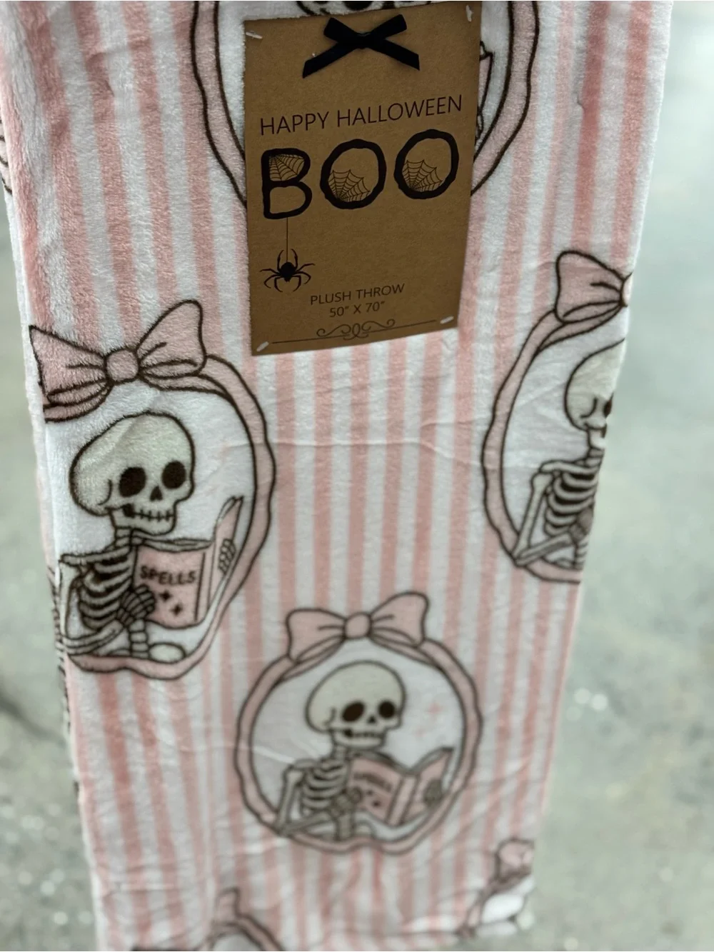 Pink Halloween Skeleton Blanket